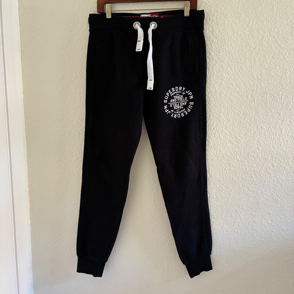 Superdry Track & Field Joggers Mens Size M Black Blokecore Running Streetwear